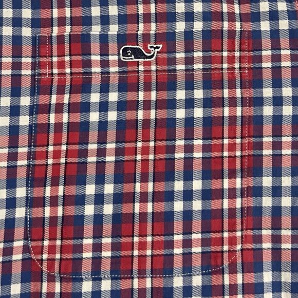 Vineyard Vines Men's Medium Slim Fit Tucker Red Plaid Long Sleeve Button Down - Picture 5 of 5